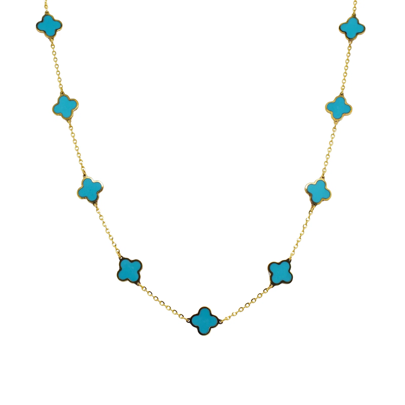 Image of 14K Italian Gold Gemstone Clover 16
