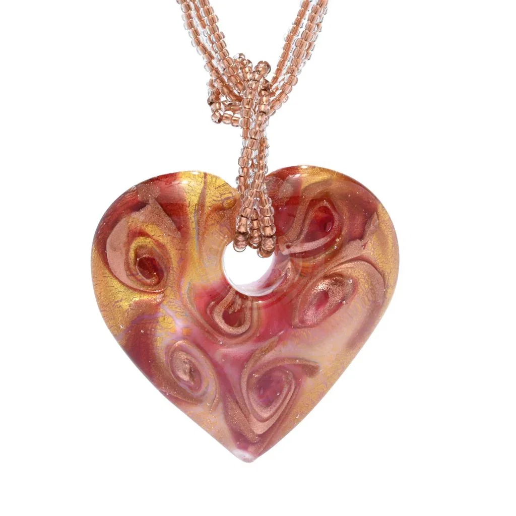 Image of Il Murano Heart Pendant & Multi-Strand Murano Glass Necklace