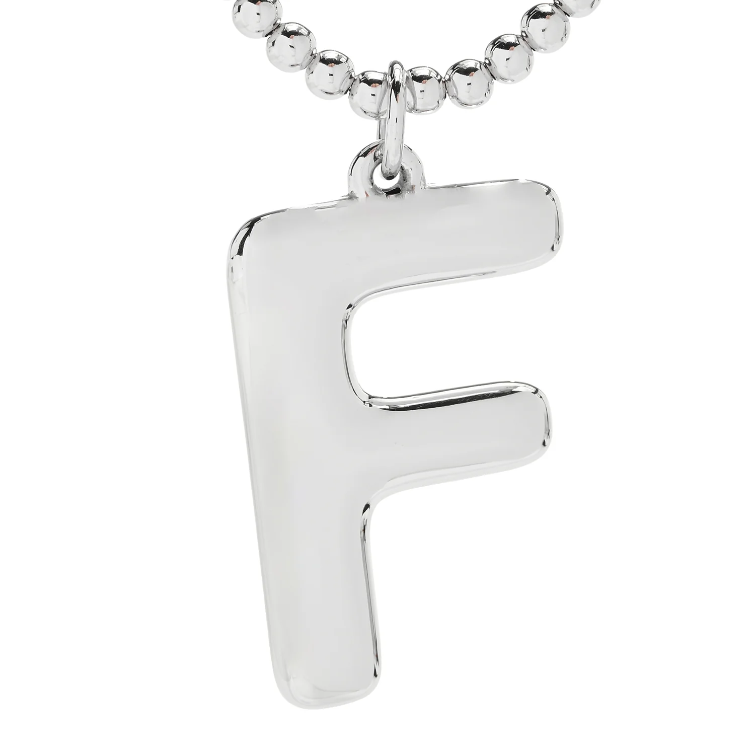 Image of Sorrento Sterling Silver Initial Pendant & Bead Chain Necklace