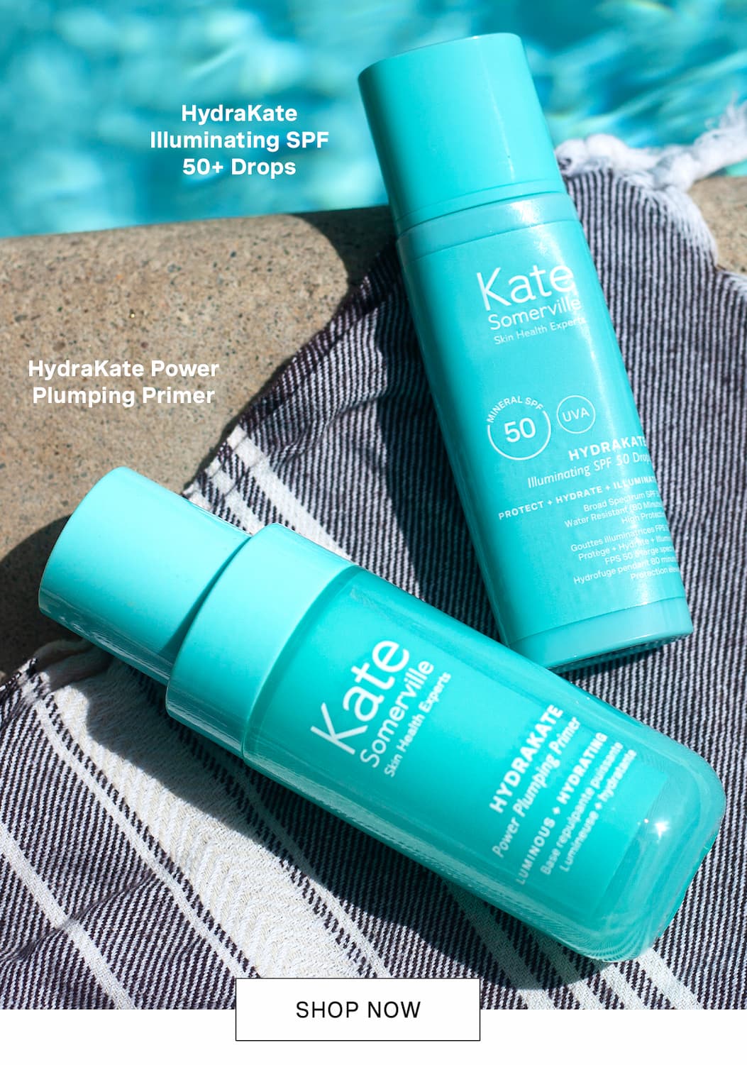 HydraKate Illuminating SPF 50+ Drops | HydraKate Power Plumping Primer | SHOP NOW
