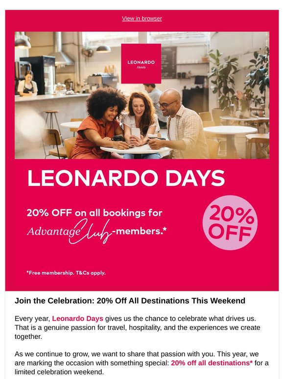 Leonardo Days Sale: Book Now, Get 20% Off City Breaks in Europe
