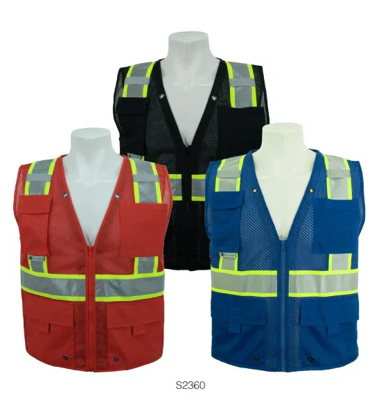 Image of 3A-Safety 100% polyester mesh safety, multi pocket surveyors vest