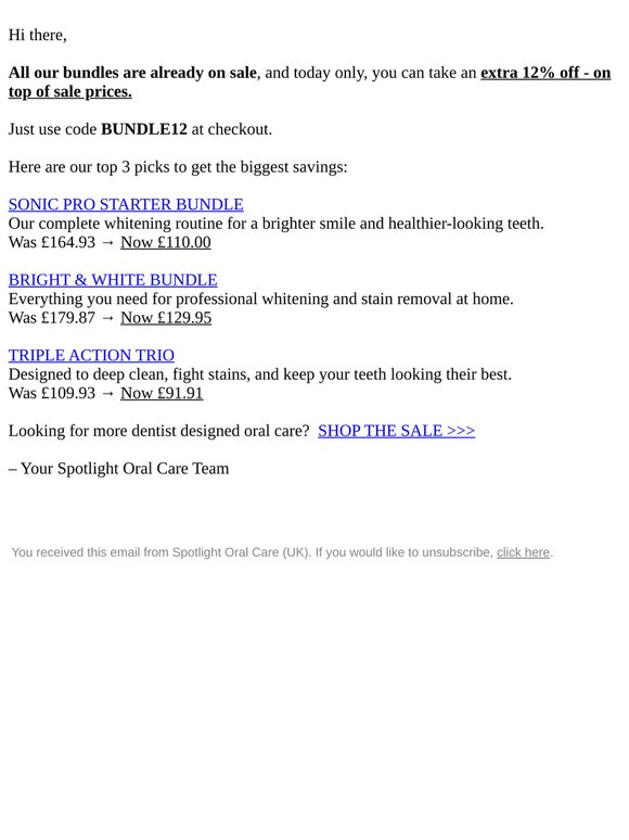 Extra 12% off bundles until midnight…