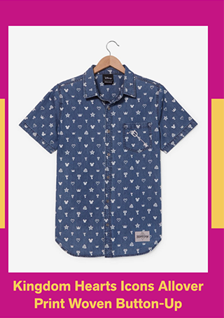 Kingdom Hearts Icons Allover Print Woven Button-Up