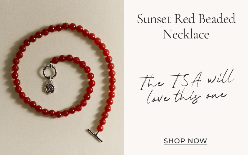Sunset Red Beaded Necklace in Gold