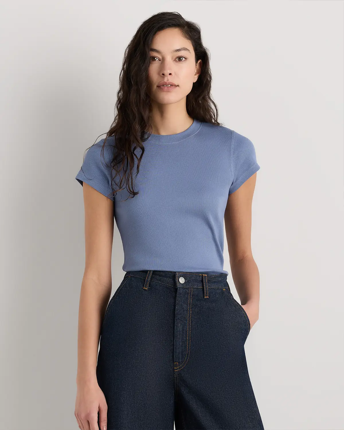 Organic Cotton Micro-Rib Crewneck Tee