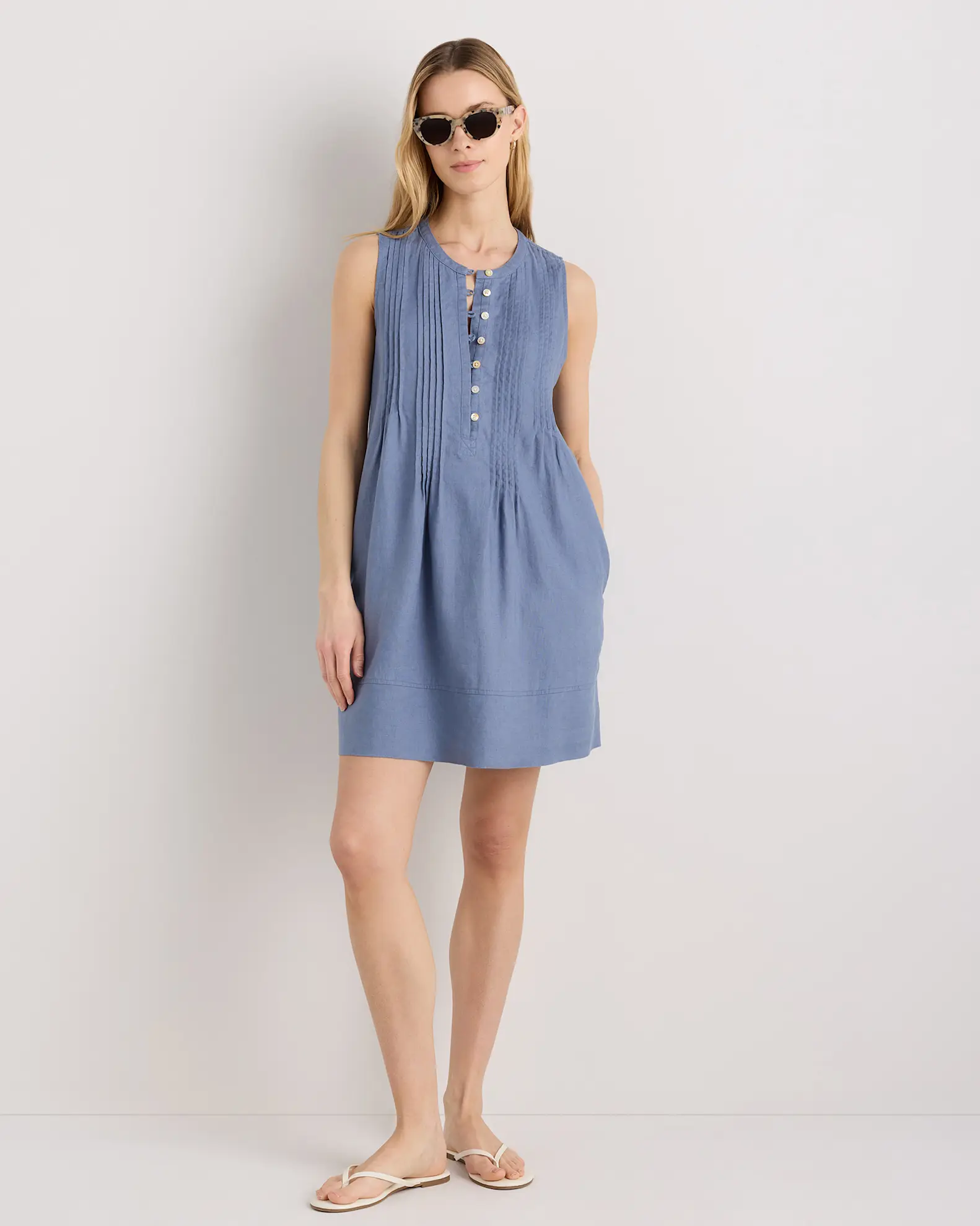 100% European Linen Sleeveless Swing Dress