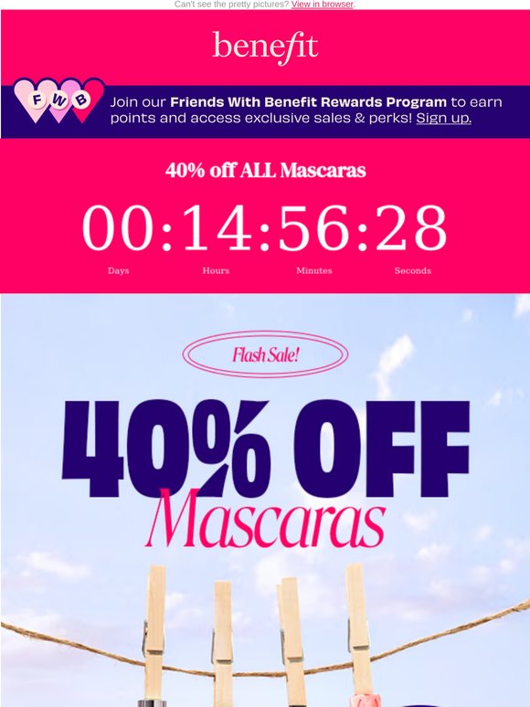 FORTY PERCENT OFF ALL MASCARAS!
