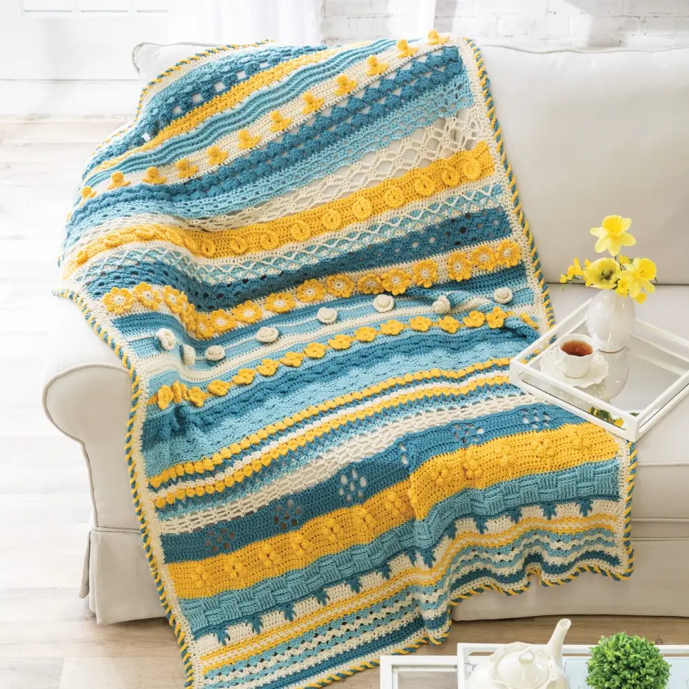 Sunny Skies English Garden Crochet Blanket Kit with Video