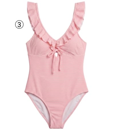 Maillot de bain 1 pièce volanté à rayures