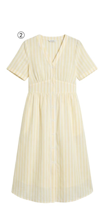 Robe taille haute pur coton à rayures