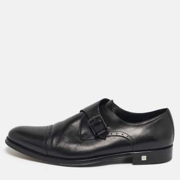 Black Leather Brogue Detail Si