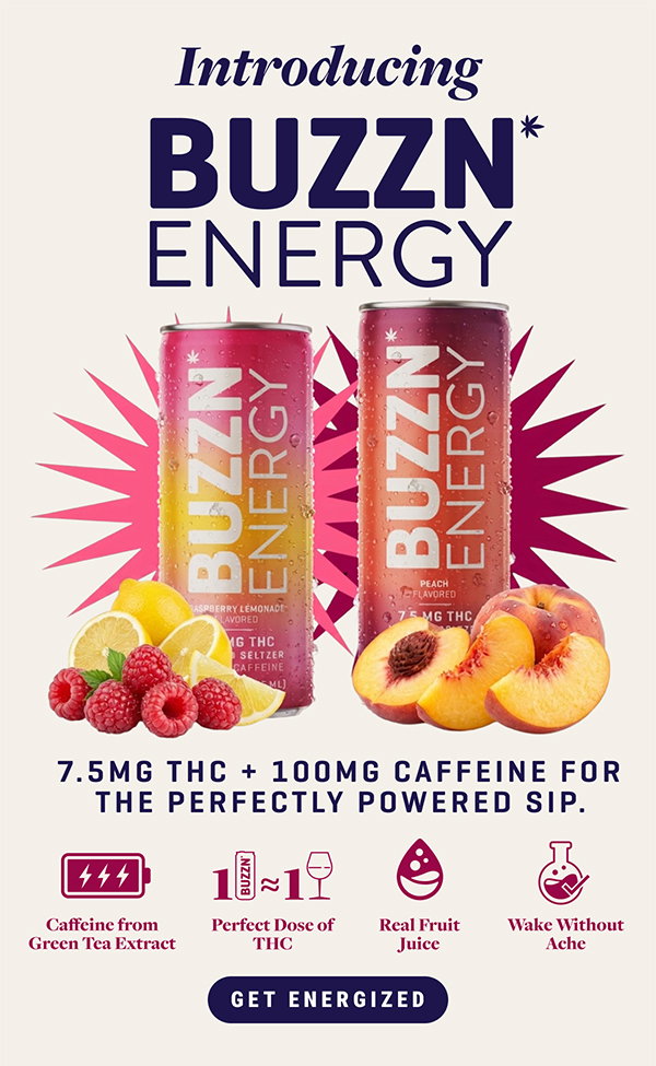 6/$27 New BUZZN Energy - Caffeine + THC Seltzer