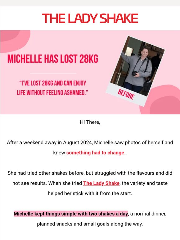 Michelle lost 28kg and found her confidence again