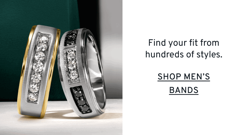 Two men’s wedding bands. Find your fit from hundreds of styles. Click to Shop Men’s Bands