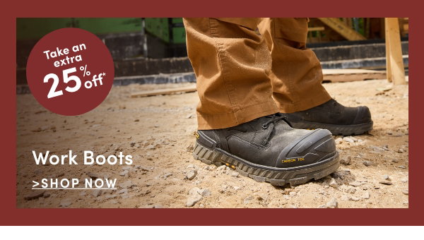 work boots, take 25% off