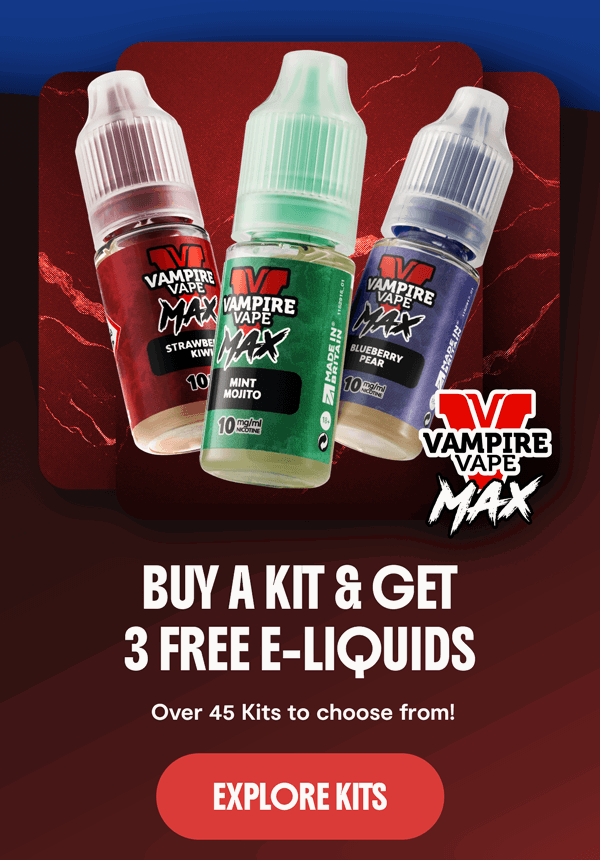Buy a kit and get 3 free Vampire Vape E-Liquids 