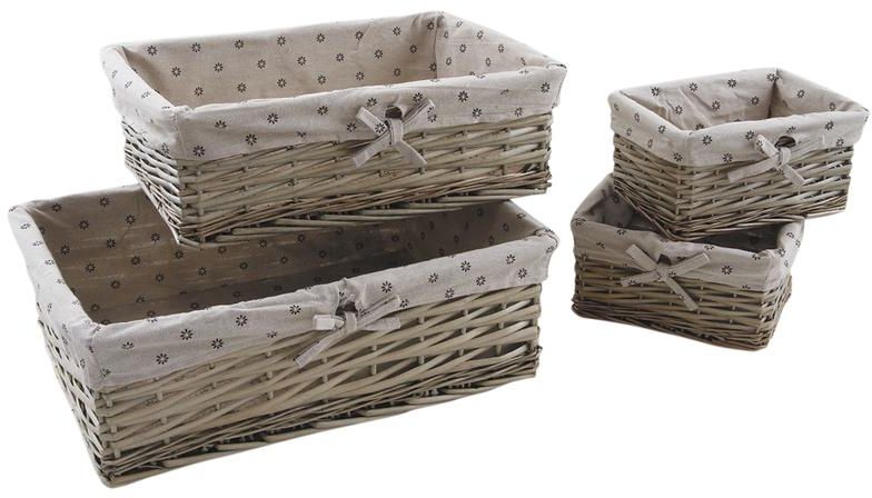 Image of Corbeille rangement avec doublure tissu (Lot de 4)