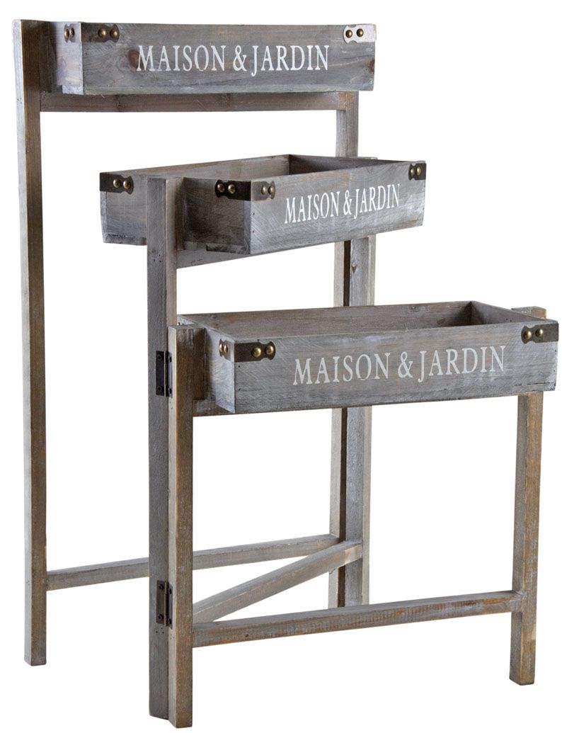 Image of Jardinière triptyque bois teinté