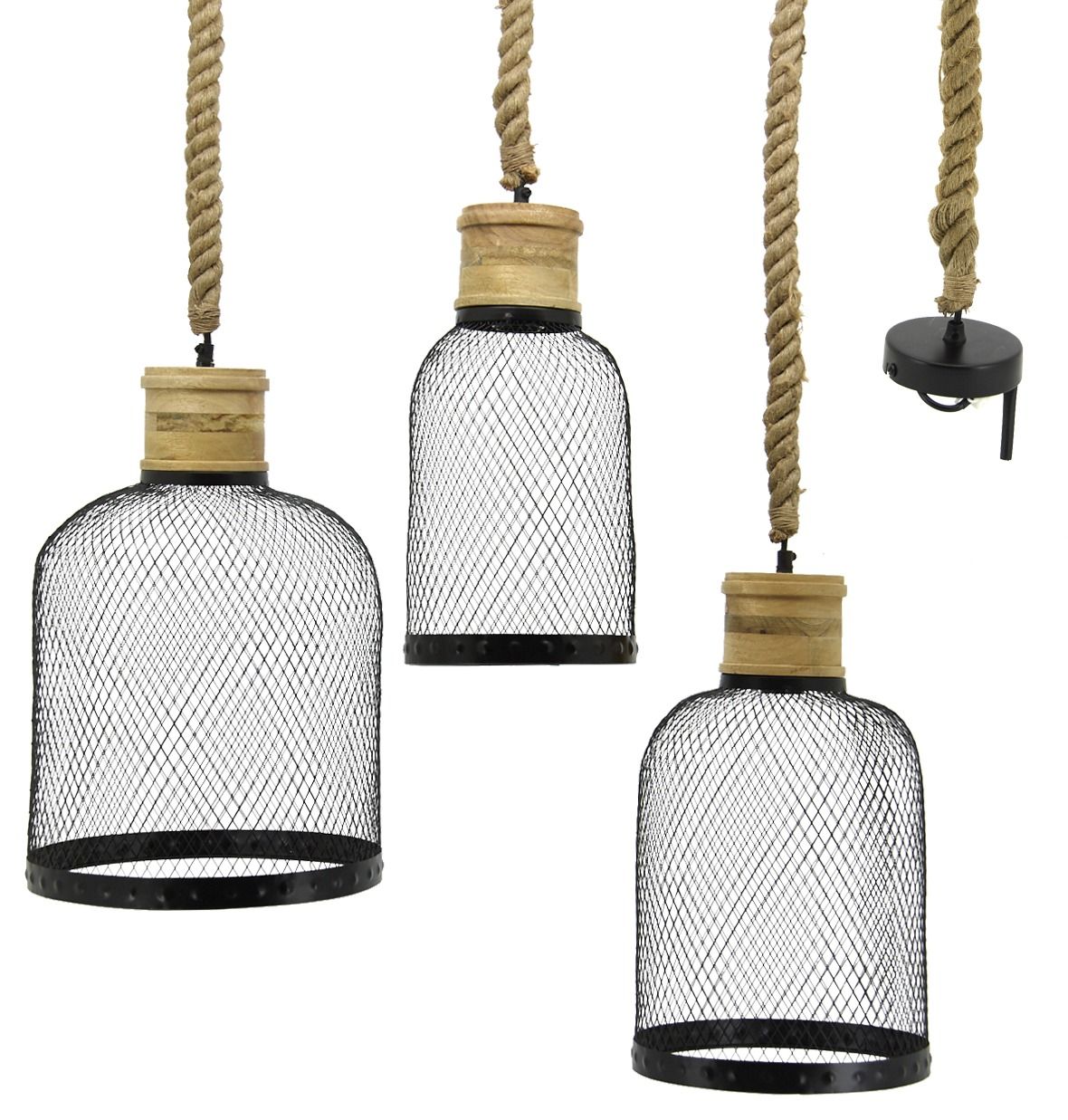 Image of Trio de suspensions en métal et corde