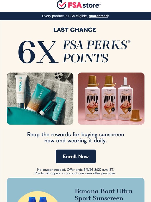 Ending: 6X points for top-rated suncare