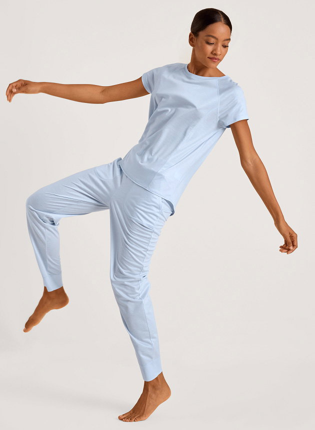 Long pyjama bottoms with side pockets in Harmony Blue from the DSW Cooling range by CALIDA.
