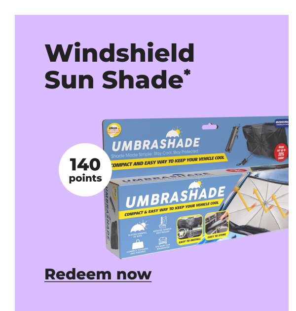 Winshield Sun Shade* (with 140 points) - Redeem now