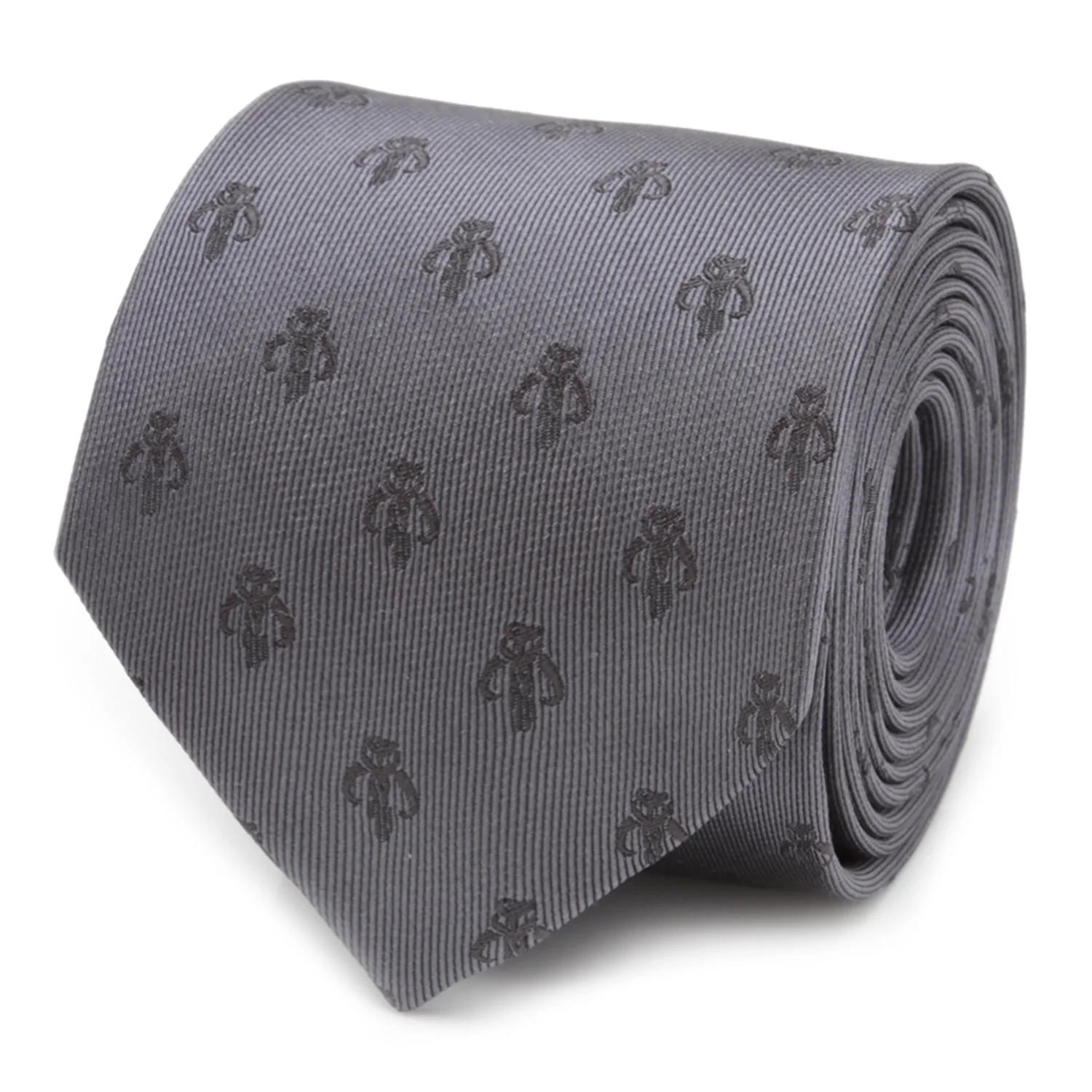Image of Star Wars Mandalorian Mythosaur Gray Silk Tie