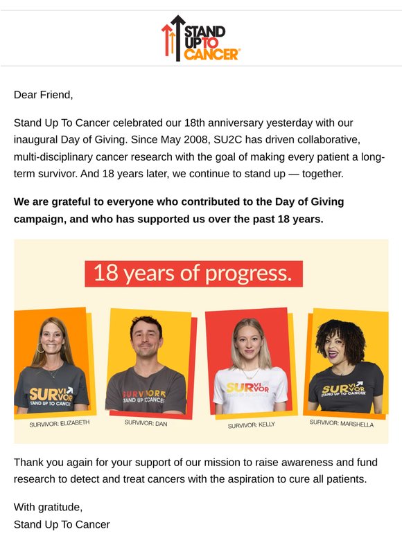Thank you for standing up with us!