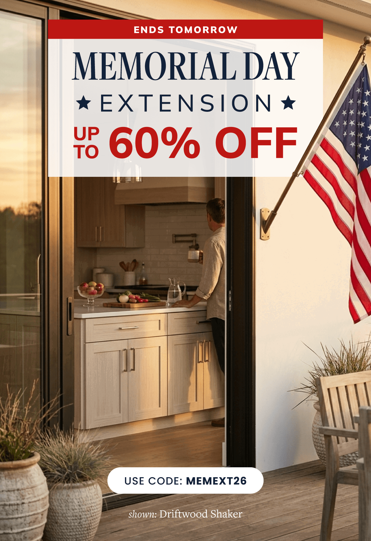 Memorial Day sale up to 60% off - with kitchen and decorations.