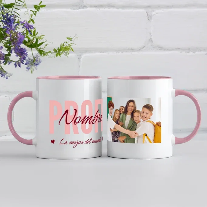 Taza profe la mejor - nombre foto