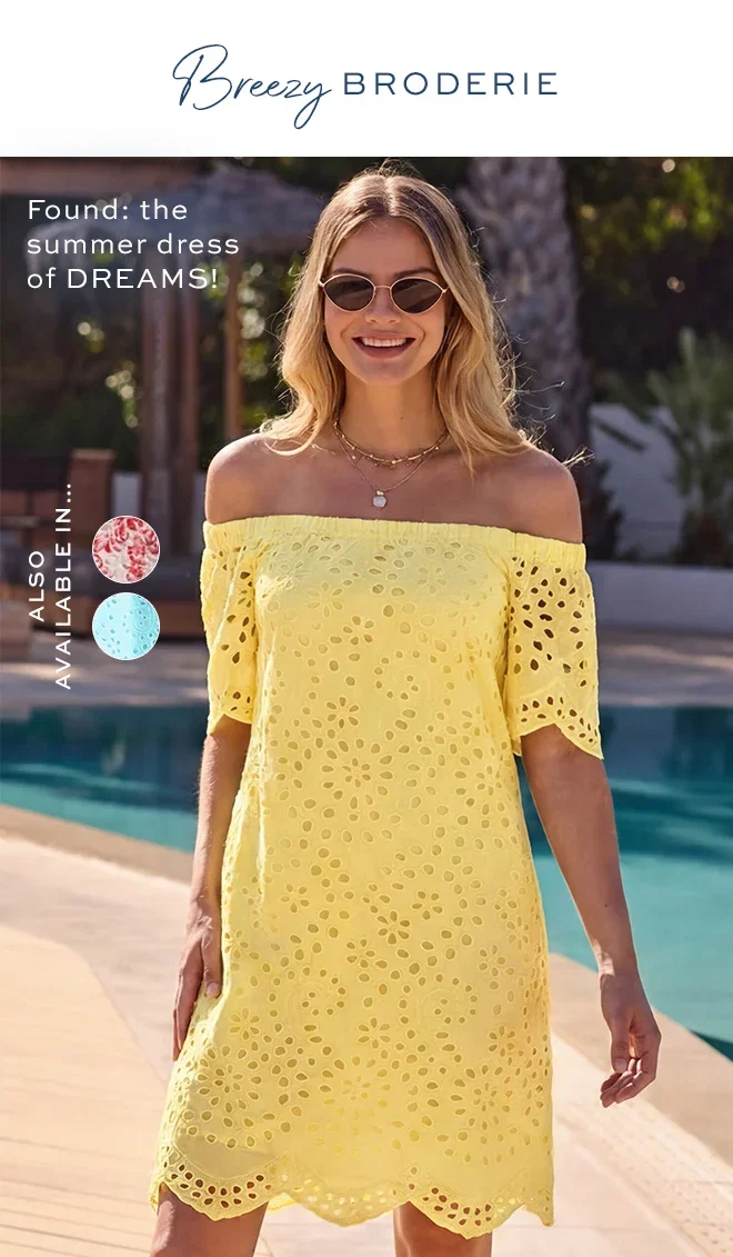 Lemon Yellow Broderie Bardot Dress