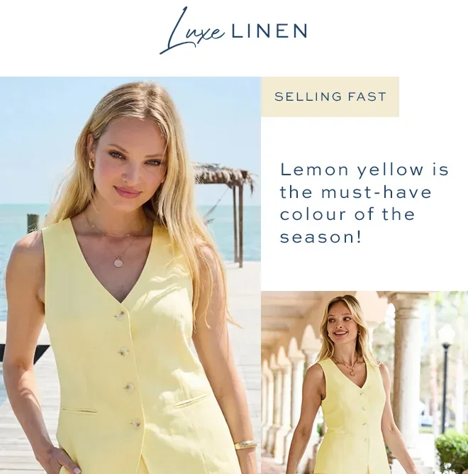 Lemon Yellow Linen Blend Longline Waistcoat