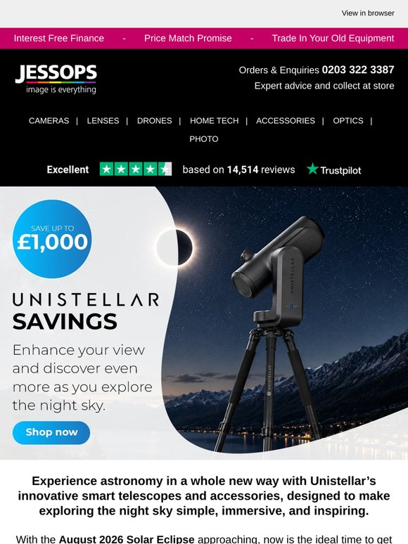 Explore the universe and save up to £1,000 with Unistellar 🔭
