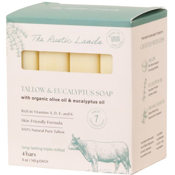 RUSTIC LANDS Tallow and Eucalyptus Bar Soap for Women | Tallow Eucalyptus