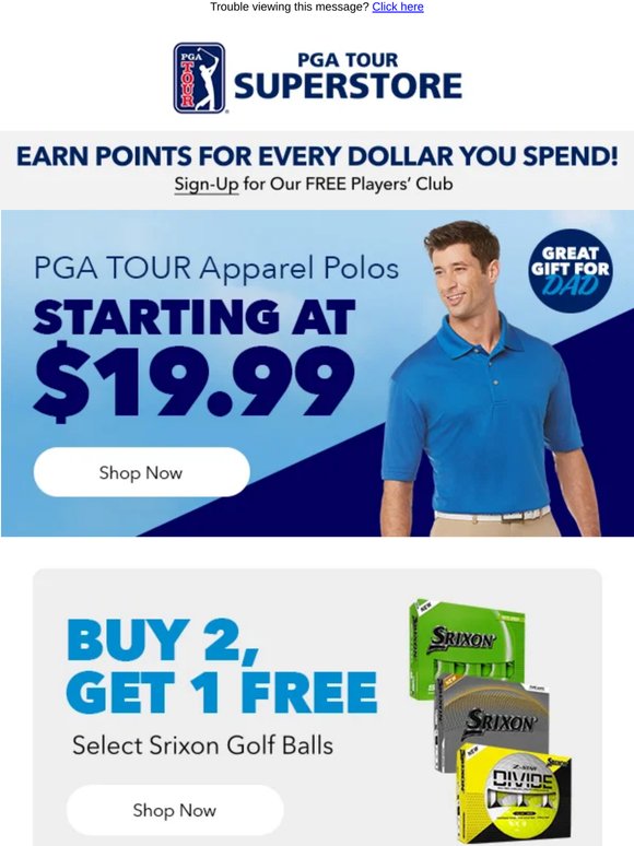 PGA TOUR Polos Starting at $19.99!