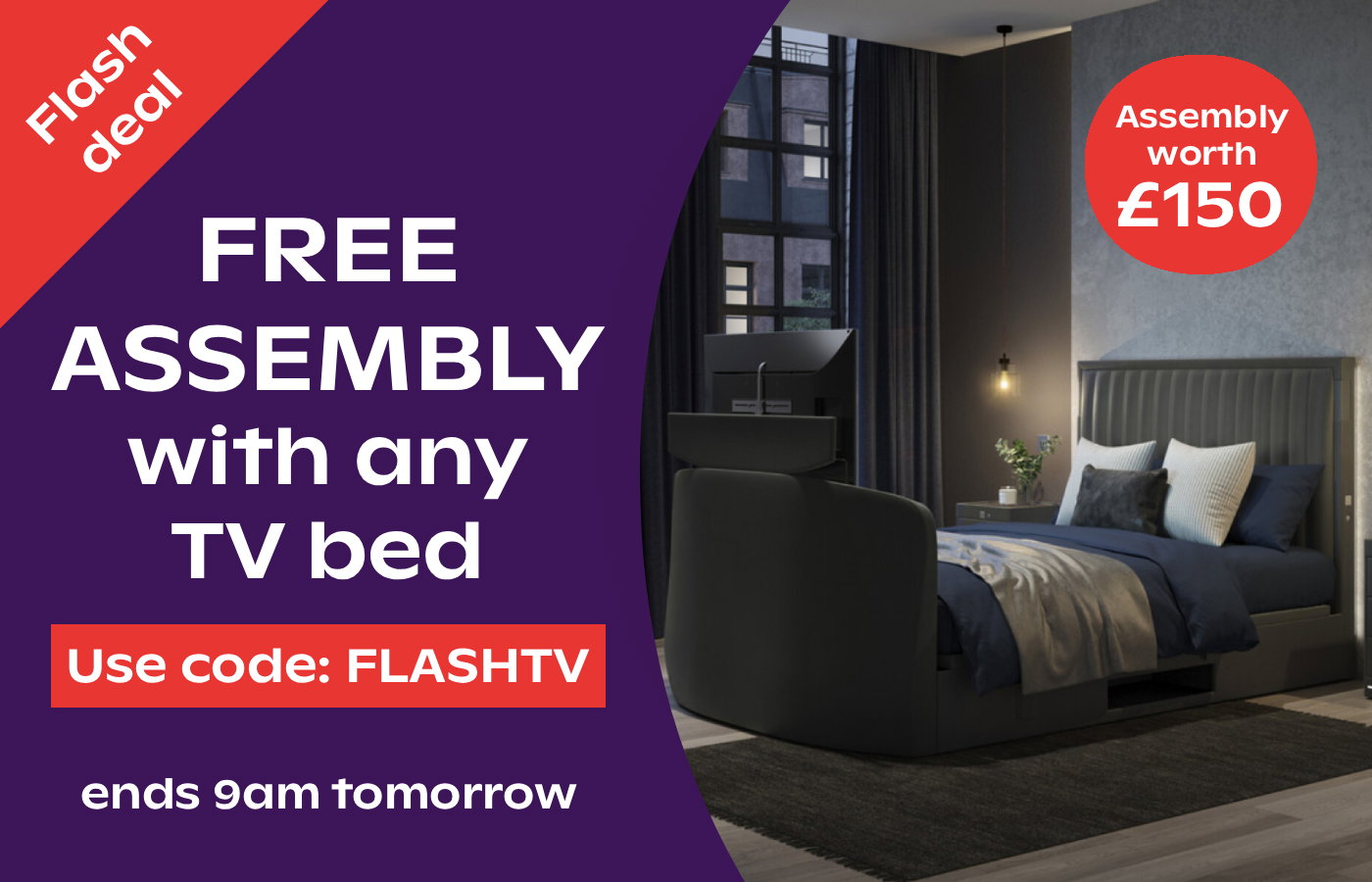 Tv bed assembly