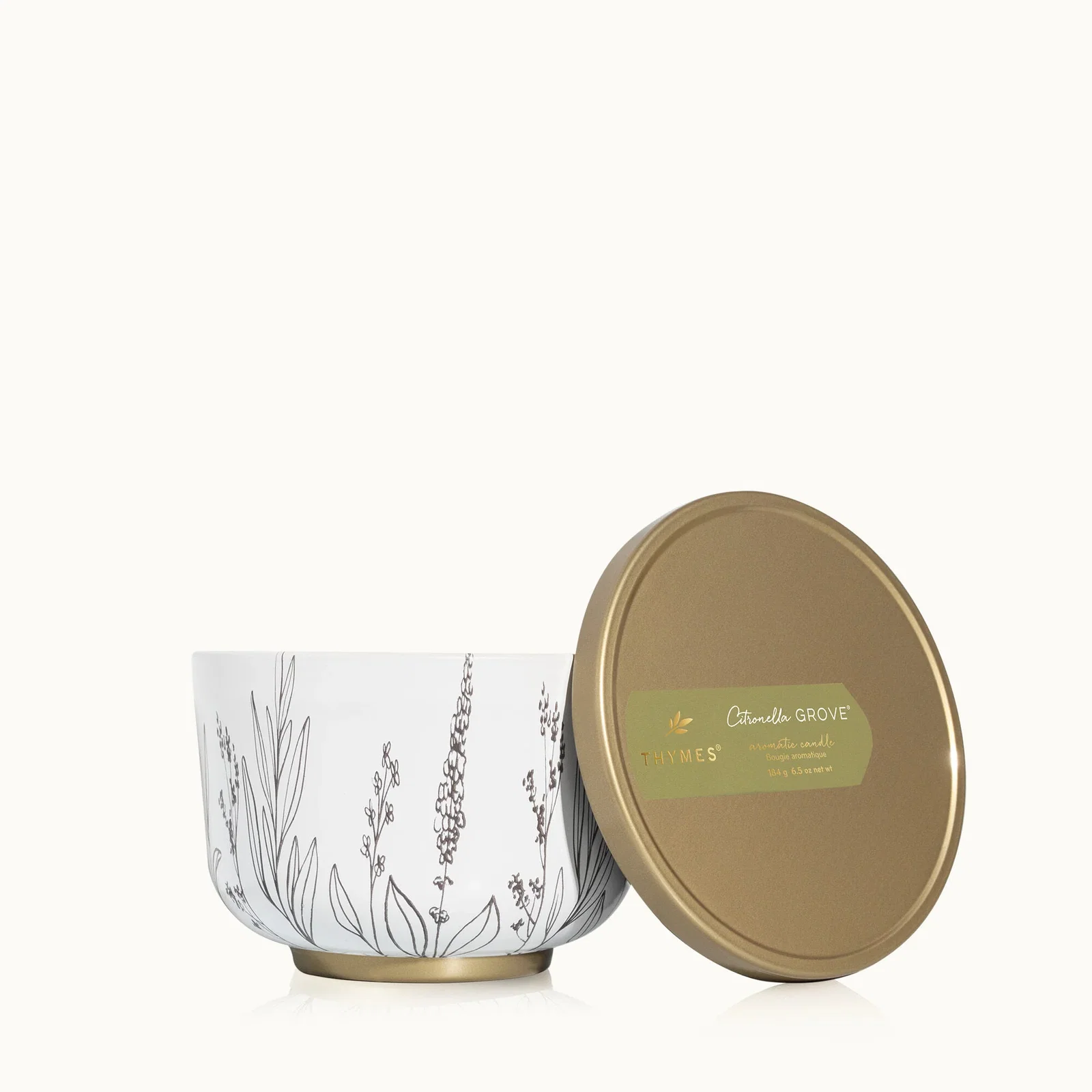 Image of Outdoor Oasis Citronella Grove Poured Candle Tin with Gold Lid