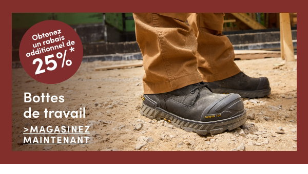 Bottes de travail, obtenez 25 % de rabais