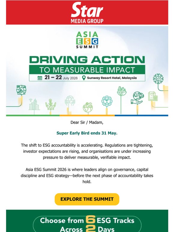 Final days to save 50% for Asia ESG Summit 2026