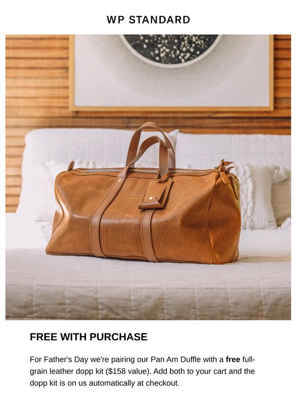 The dopp kit is back — and it's free with a duffle