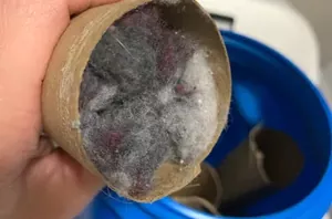 She stuffs dryer lint into empty paper towel rolls for a handy $0 hack
