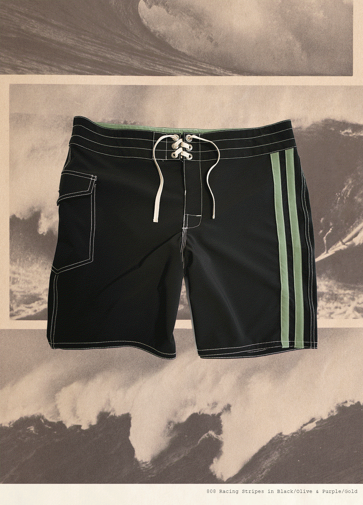 808 Racing Stripes in Black/Olive & Purple/Gold