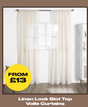 Linen Look Slot Top Voile Curtains
