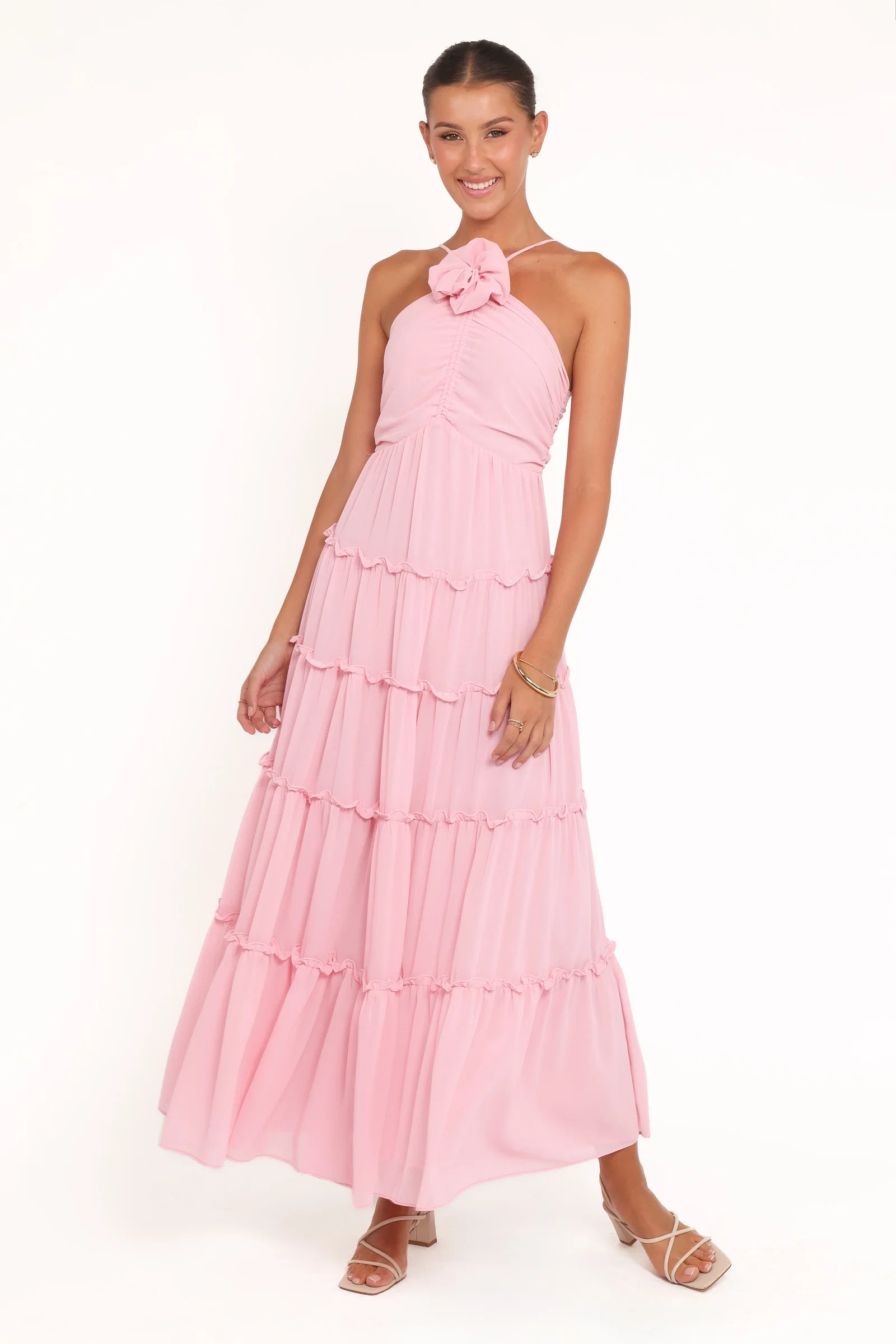Image of Dottie Halterneck Maxi Dress - Pink