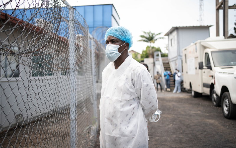 A medical worker is seen at an Ebola isolation and observation site for suspected cases and close contacts in Goma, the Democratic Republic of the Congo. The recent outbreak is spreading across the area due to a lack of approved vaccines for the specific strain and high population mobility in mining towns.