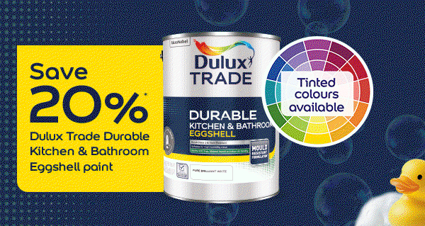 NEW - Dulux Trade Durable Kitchen & Bathroom Eggshell