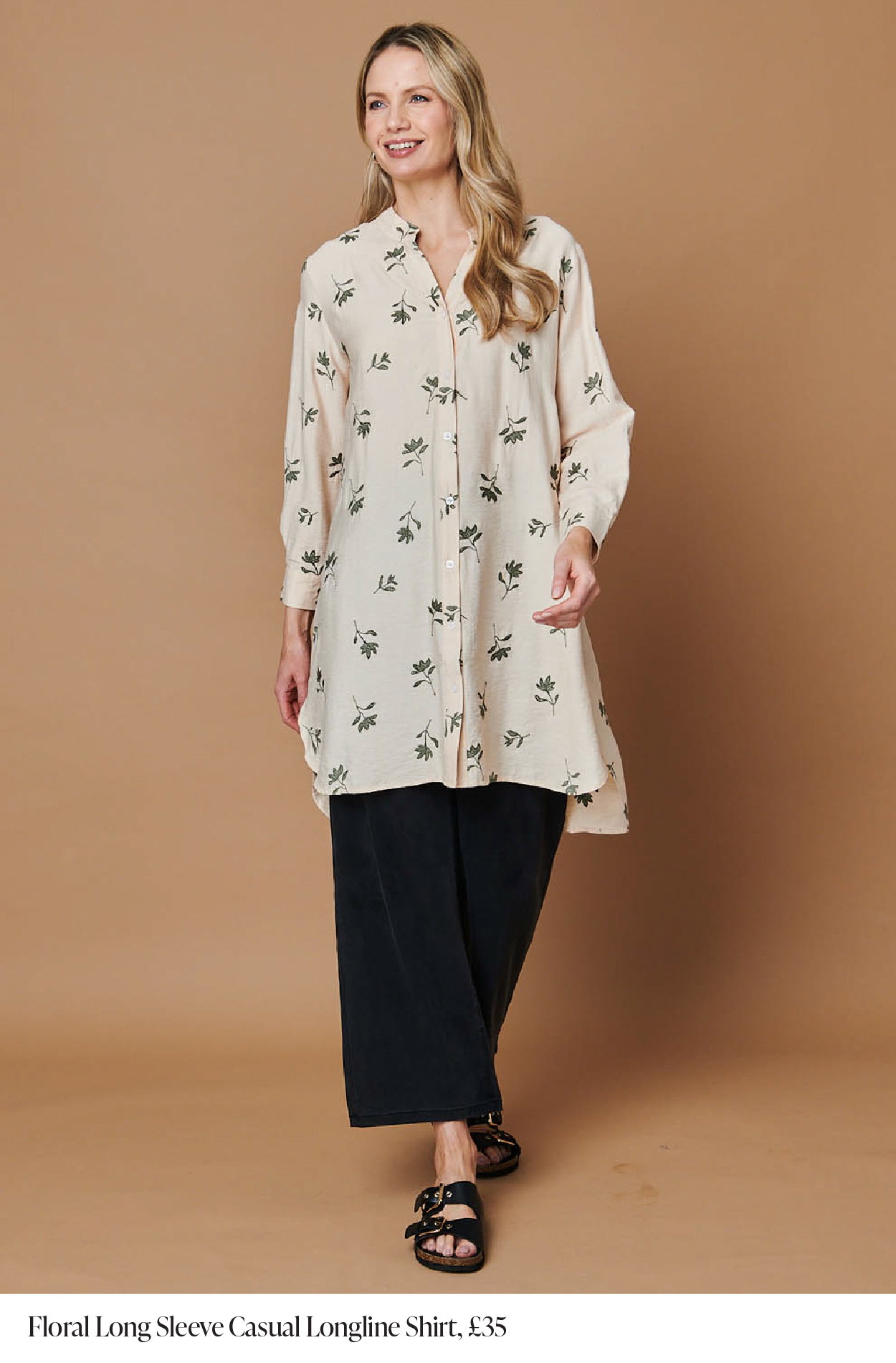 Floral Long Sleeve Casual Longline Shirt | Shop Now