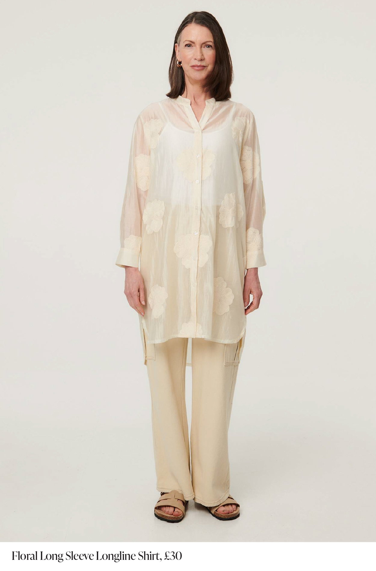 Floral Long Sleeve Longline Shirt | Shop Now