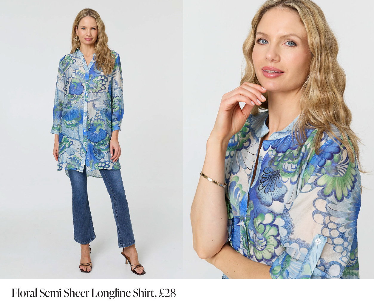 Floral Semi Sheer Longline Shirt | Shop Now